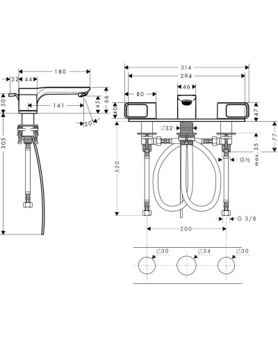 Смеситель для раковины с донным клапаном Axor Urquiola 11040000