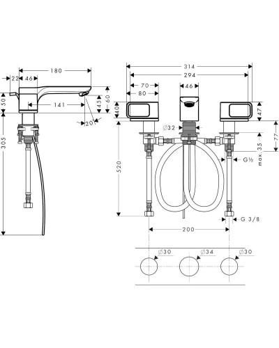 Смеситель для раковины с донным клапаном Axor Urquiola 11041000