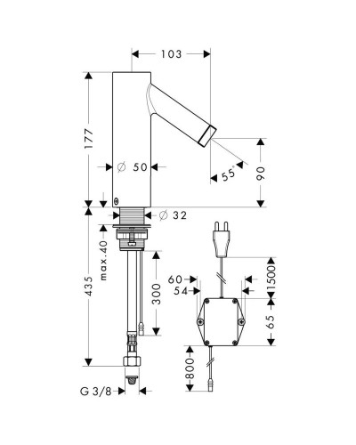 Смеситель для раковины бесконтактный, питание от сети Axor Starck 0140000