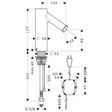 Смеситель для раковины бесконтактный, питание от сети Axor Starck 10145000