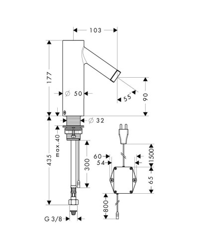 Смеситель для раковины бесконтактный, питание от сети Axor Starck 10145000