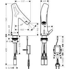 Смеситель для раковины бесконтактный, питание от сети Axor Starck Organic 12173000
