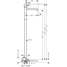 Смеситель напольный для раковины Axor Uno 38037000