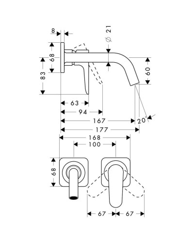 Смеситель для раковины с выпуском Axor Citterio M 34113000