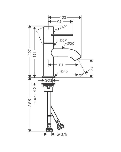 Смеситель для раковины с выпуском Axor Uno 38021000