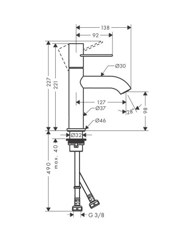 Смеситель для раковины с выпуском Axor Uno 38026000