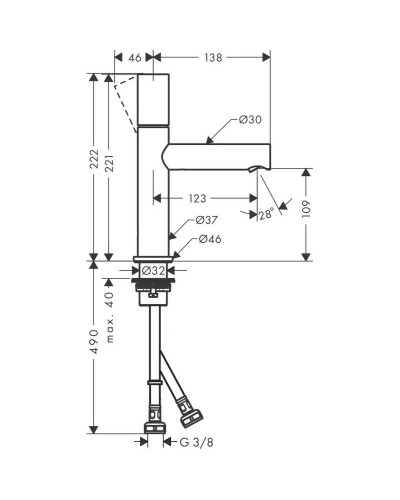 Смеситель для раковины с выпуском Axor Uno 45002000