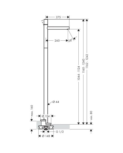 Смеситель напольный для раковины Axor Uno 45037000