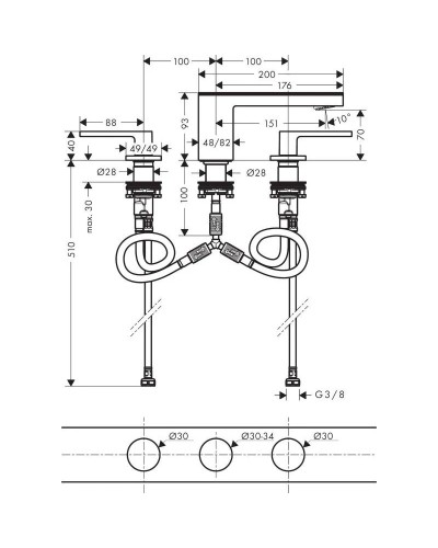 Смеситель для раковины с донным клапаном Axor MyEdition 47050600