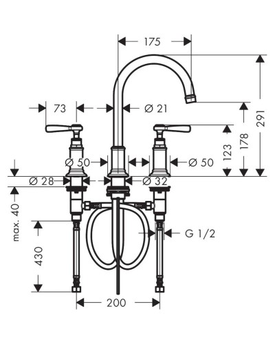 Смеситель для раковины с донным клапаном Axor Montreux 16514820