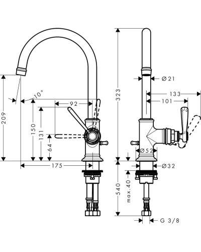 Смеситель для раковины с донным клапаном Axor Montreux 16517820