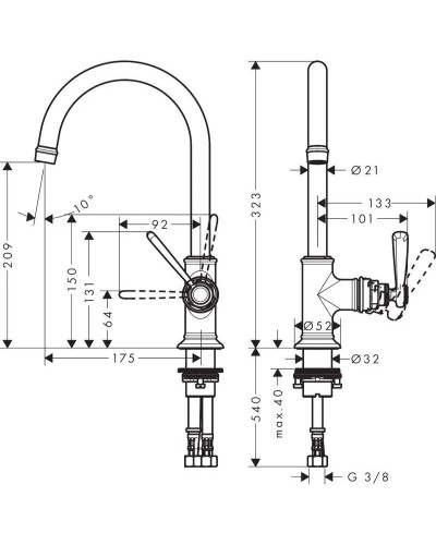 Смеситель для раковины с выпуском Axor Montreux 16518820
