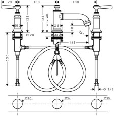 Смеситель для раковины с донным клапаном Axor Montreux 16535820