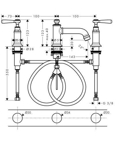 Смеситель для раковины с донным клапаном Axor Montreux 16535820