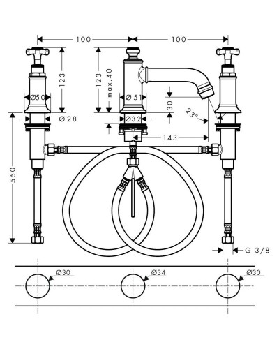 Смеситель для раковины с донным клапаном Axor Montreux 16536820