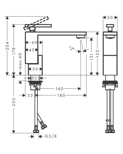 Смеситель для раковины с донным клапаном Axor Edge 46011000