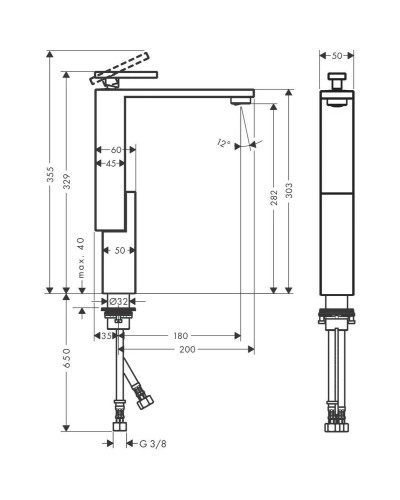 Смеситель для раковины с донным клапаном Axor Edge 46030000
