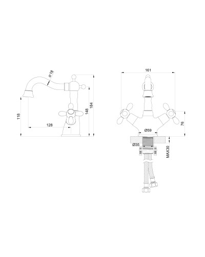 Смеситель для раковины WONZON & WOGHAND, Хром (WW-88139020-CR)