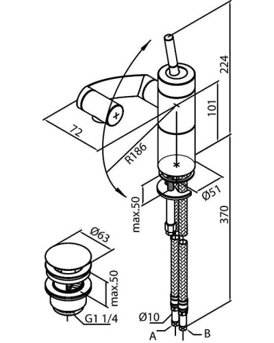 Смеситель для раковины Damixa Arc 290217464 Хром Черный