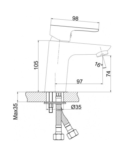 Смеситель для раковины с донным клапаном Cersanit Cersania A63030