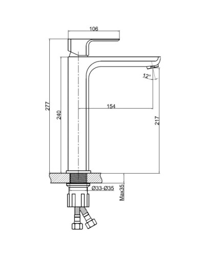 Смеситель для раковины с донным клапаном Cersanit Geo A63043