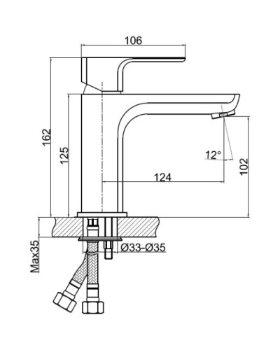 Смеситель для раковины с донным клапаном Cersanit Geo A63039