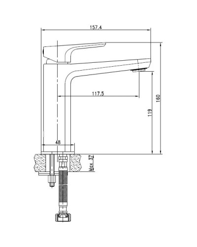 Смеситель для раковины без донного клапана Cersanit Nature A63063