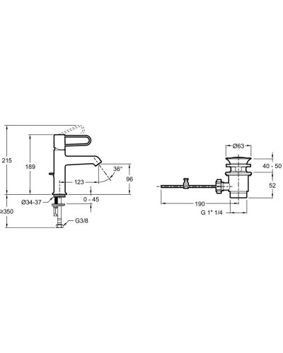 Смеситель для раковины с донным клапаном Jacob Delafon Odeon Rive Gauche E21028-GLD-00
