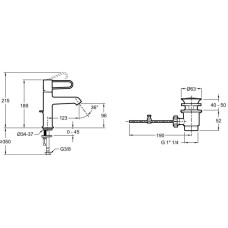 Смеситель для раковины с донным клапаном Jacob Delafon Odeon Rive Gauche E21028-CP-BL