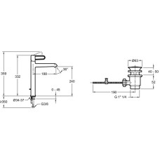 Смеситель для раковины с донным клапаном Jacob Delafon Odeon Rive Gauche E21030-BL-BL