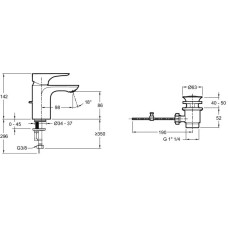 Смеситель для раковины с донным клапаном Jacob Delafon Gabin E78126-CP