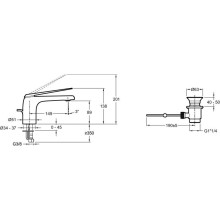 Смеситель для раковины с донным клапаном Jacob Delafon Avid E97345-BN