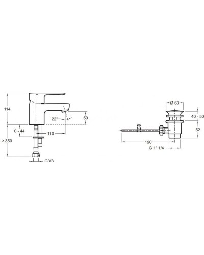 Смеситель для раковины с донным клапаном Jacob Delafon July E16027-4D-CP
