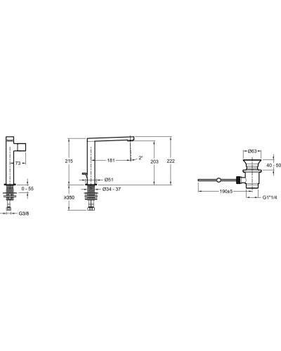 Смеситель для раковины с донным клапаном Jacob Delafon Composed E73159-CP