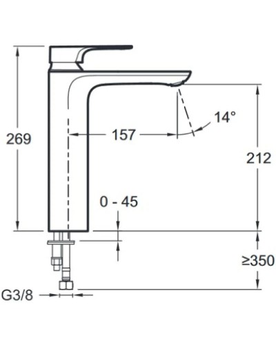 Смеситель для раковины без донного клапана Jacob Delafon Aleo+ E72336-4-CP