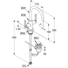Смеситель для раковины с донным клапаном Kludi Nova Fonte Puristic 201183915
