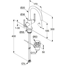 Смеситель для раковины с донным клапаном Kludi Nova Fonte Puristic 201183915