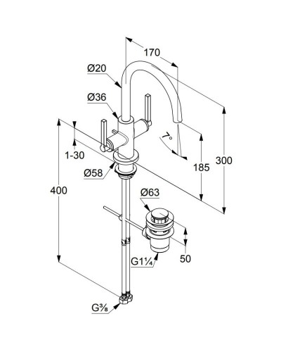 Смеситель для раковины с донным клапаном Kludi Nova Fonte Puristic 201183915
