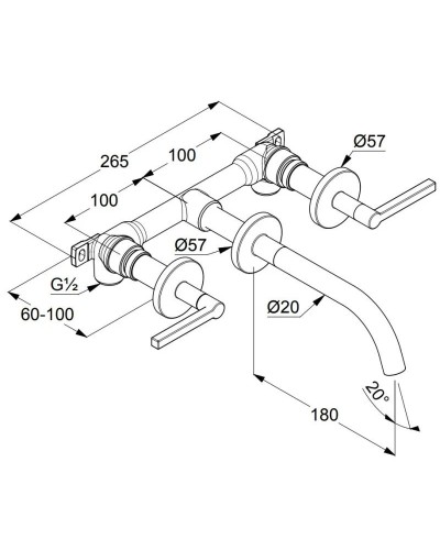 Смеситель для раковины без донного клапана Kludi Nova Fonte Puristic 201443915