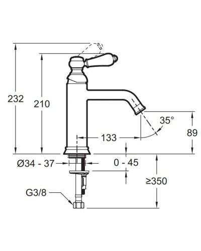 Смеситель для раковины без донного клапана Jacob Delafon Louise E24360-BCN