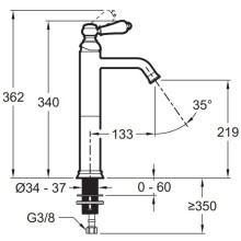 Смеситель для раковины без донного клапана Jacob Delafon Louise E24361-BCN