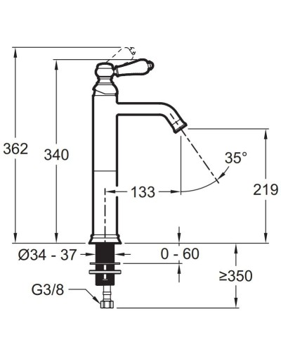 Смеситель для раковины без донного клапана Jacob Delafon Louise E24361-BCN