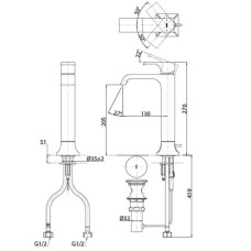 Смеситель для раковины с донным клапаном Toto GC TLG08305R