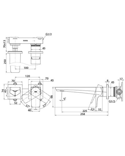 Смеситель для раковины без донного клапана Toto GE TLG07308R