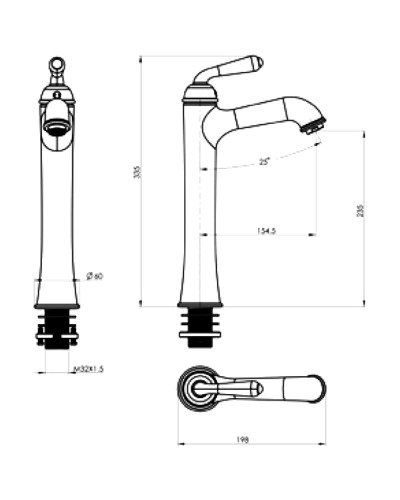 Смеситель для раковины Felice 0525 oro 15.5x6 см
