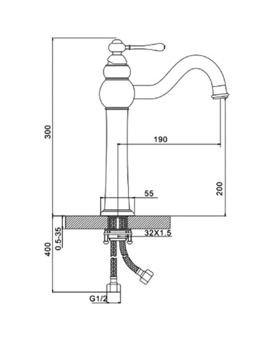 Смеситель для раковины Felice 1125 cromo 19x5.5 см