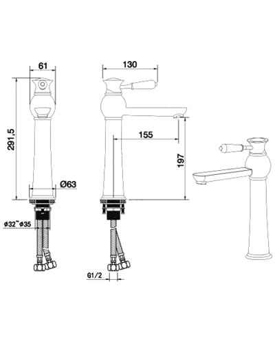 Смеситель для раковины Felice 5025 bronzo 15.5x6.3 см
