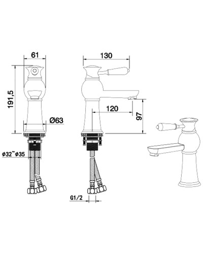 Смеситель для раковины Felice 5030 bronzo 12x6.3 см