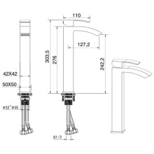 Смеситель для раковины Felice 1025 B cromo bianco 12.7x5 см