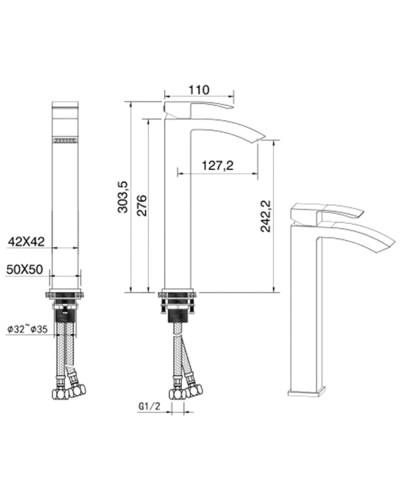 Смеситель для раковины Felice 1025 B cromo bianco 12.7x5 см